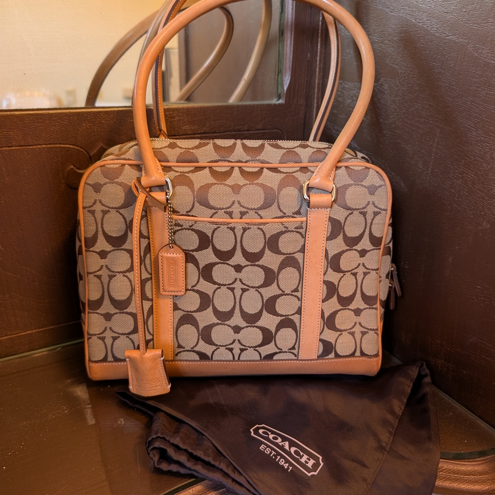 Coach Signature Brown Tan Handbag